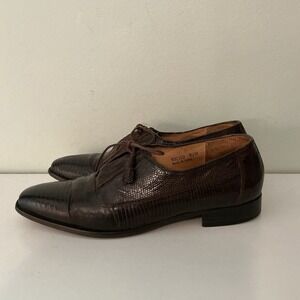 Genuine Lizard Men's Dress Shoes Lace Up Brown Exotic Office‎ Size 9.5
